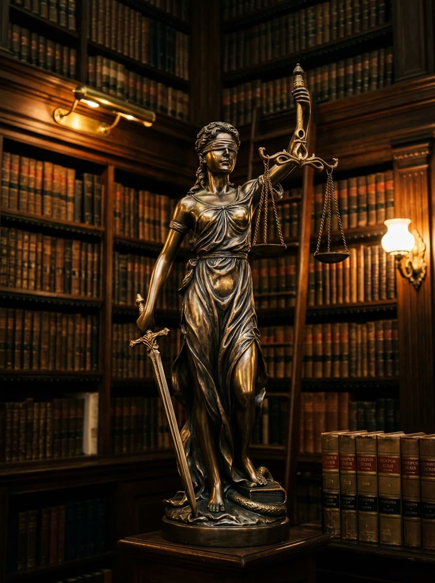 Estátua de Têmis / Deusa da Justiça com a balança do direito